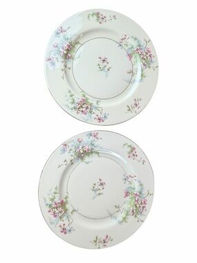 VTG Theodore Haviland NY Apple Blossom 7.5” Gold Rimmed Salad Plates Set 2